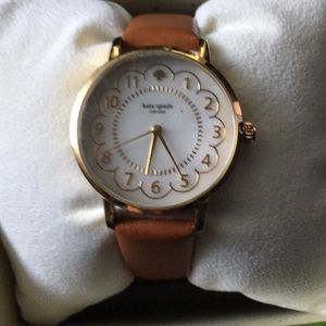 Kate Spade cognac leather scallop detail watch